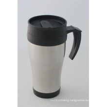 14oz Natural Color Stainless Automotive Cup with Plastic Lid